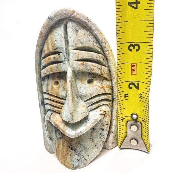 *Rare* Six Nations Iroquois False Faces SIGNED Soapstone Sculpture - Picture 10 of 13